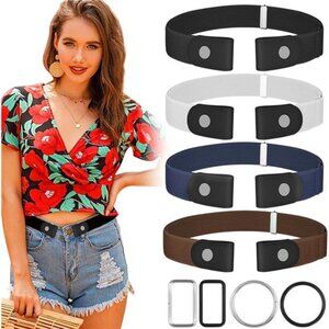 No Buckle Belt Elastic Stretch Belt Womens Comfortable Adjustable Jeans Belt